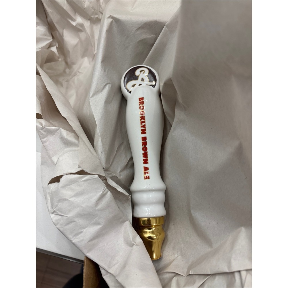 Brooklyn Brown Ale Mini 8" Ceramic Tap Handle Ceramics White Gold Logo